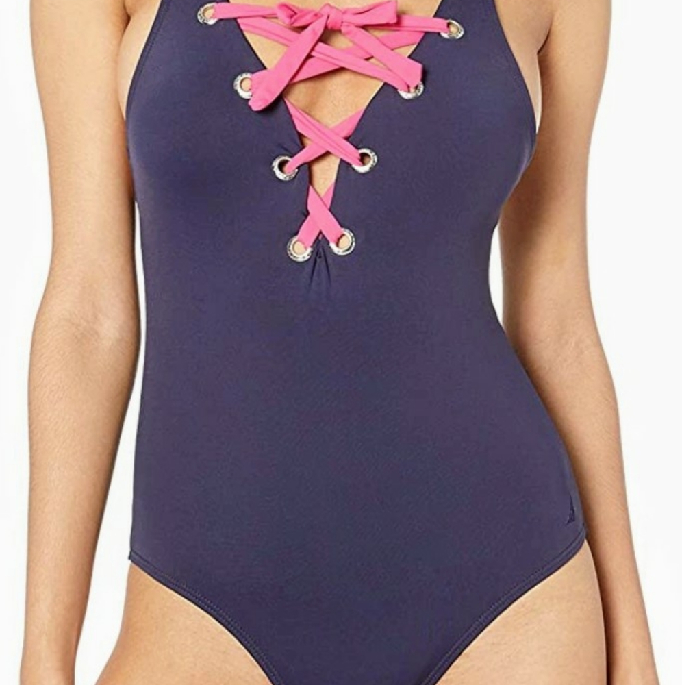Nautica Tie Lace up Front one piece Small
